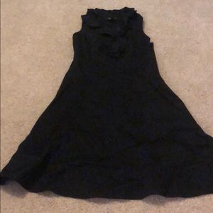 Ruffled fit and flare black dress